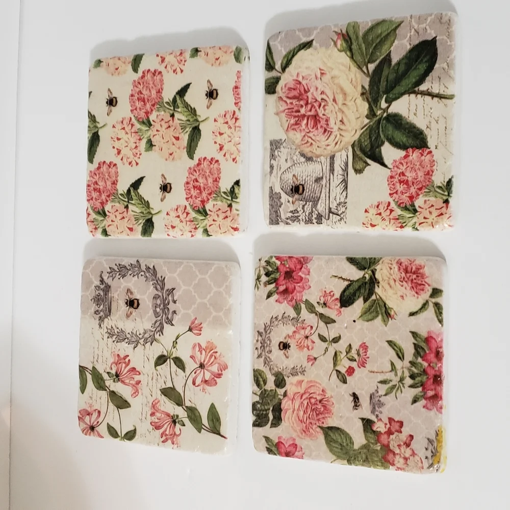 Suzanne Nicoll Coaster Set Floral Bee